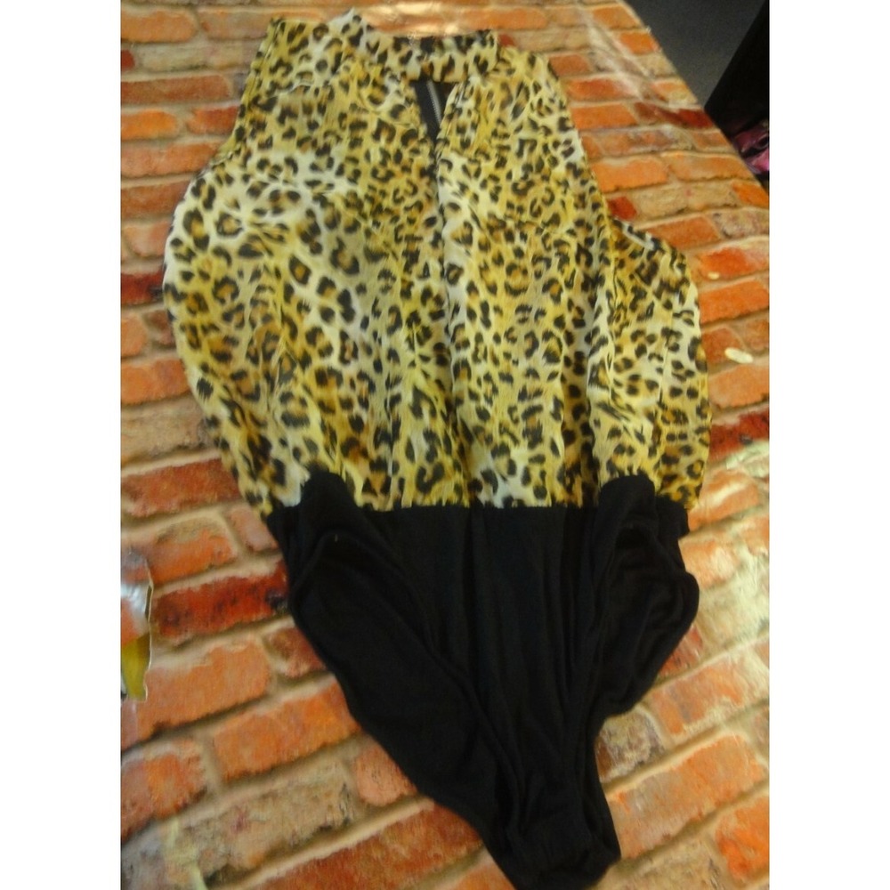 Body Central bodysuit top leopard see thru juniors M zippered back NWT CLEARANCE